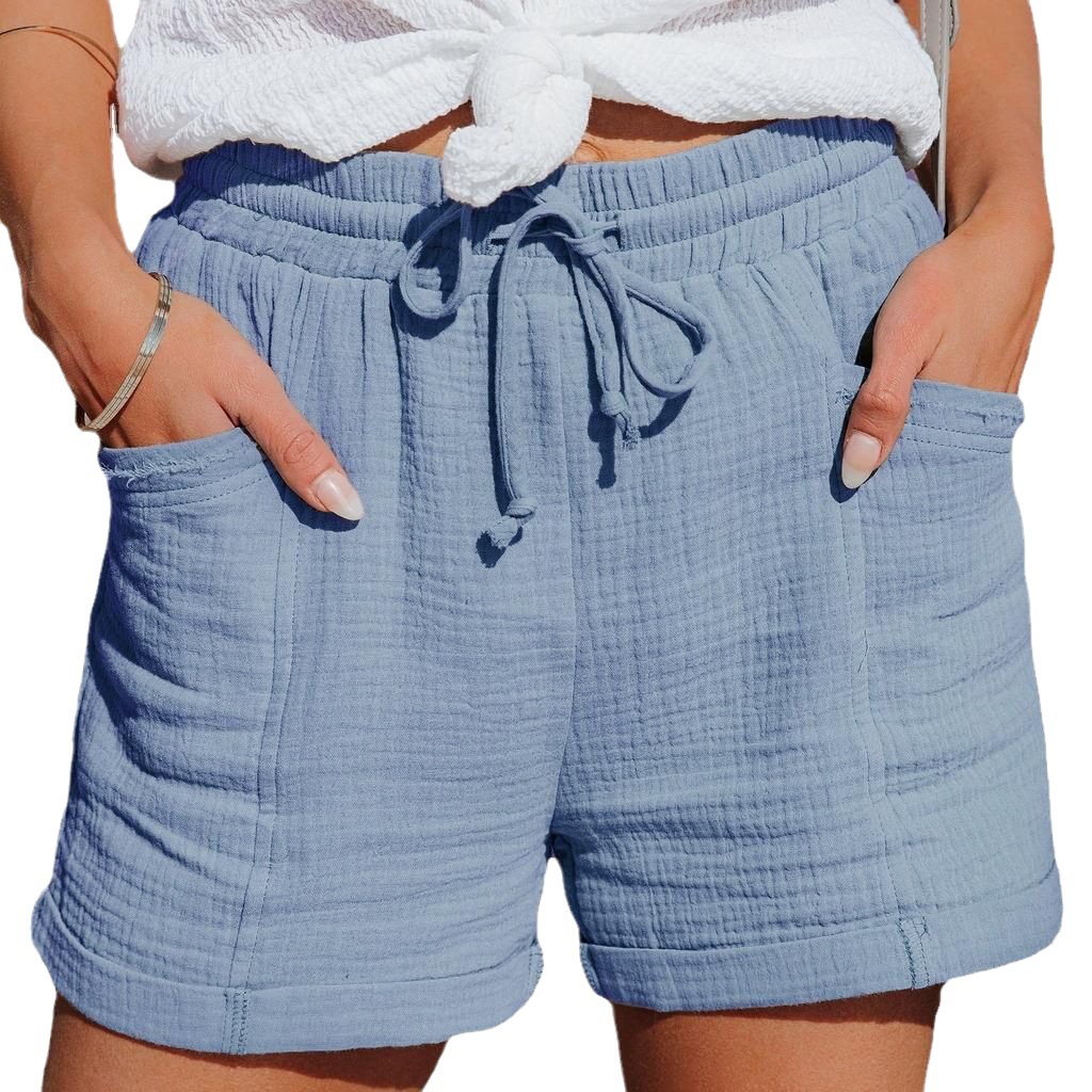 Picture of 2024 European and American Cross-Border Summer New Women's Clothing Amazon Wish High-Waisted Loose Wide-Leg Shorts for Women