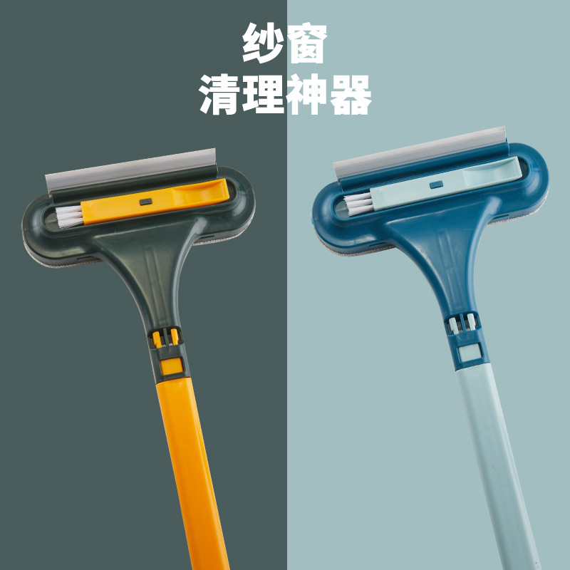 Long handle brush no removal and washing screen window cleaning brush 2-in -1 glass dust removal brush window screen cleaning wiper