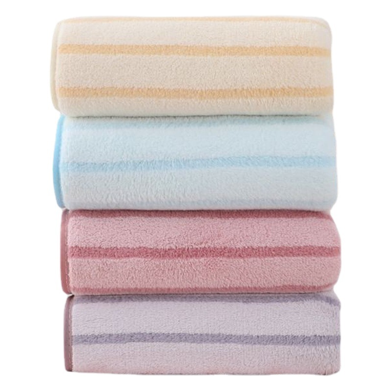 Coral Velvet Towel Edged Household Absorbent Adult Face Towel Gift Cross-Border Supply Five-Pack Mixed Colors