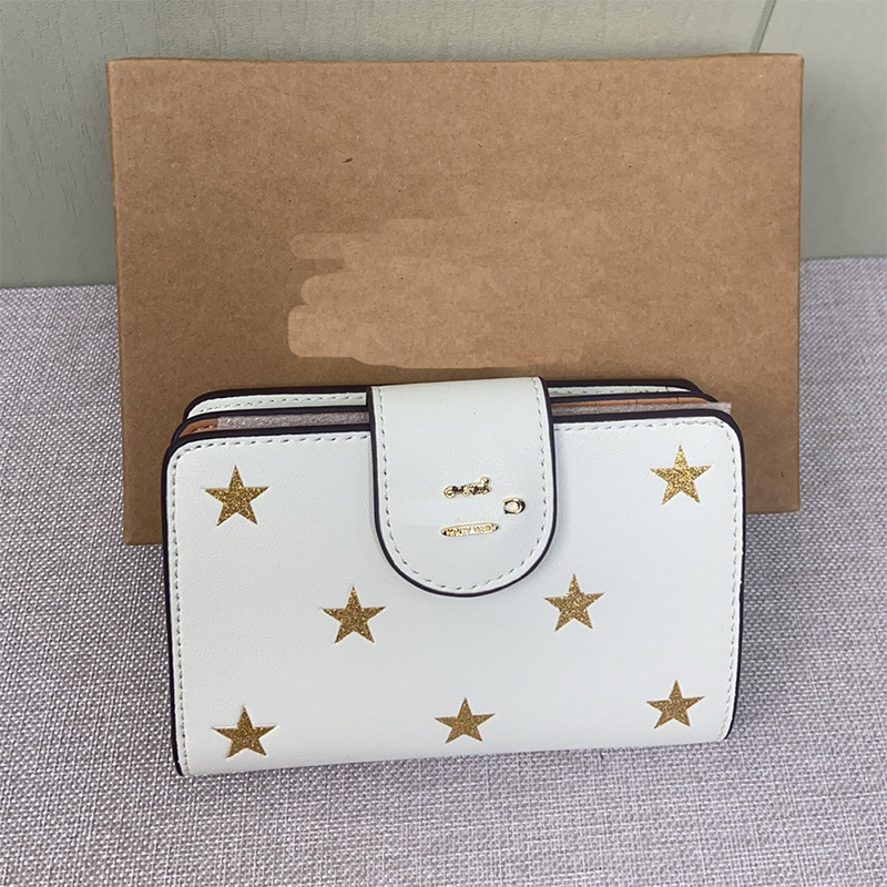 Bags for Women 2025 New Genuine Leather Star Print Magnetic Buckle Short Wallet Casual 80% off Card Holder Coin Purse