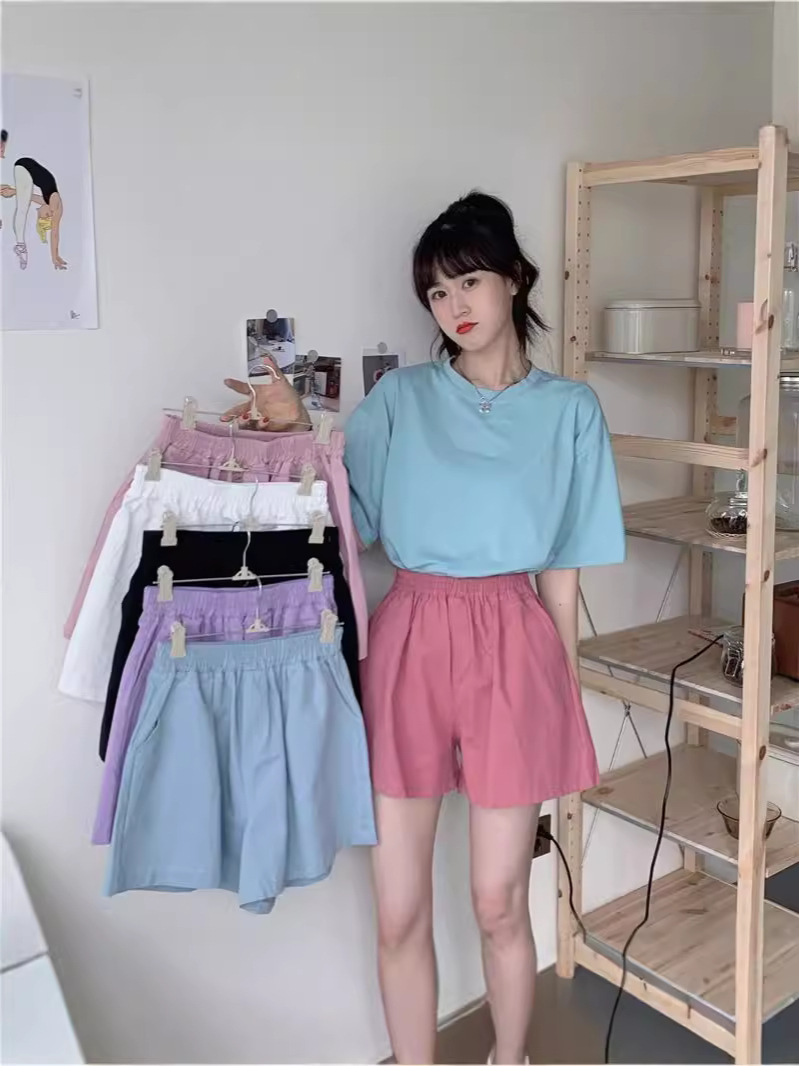 Sports Shorts Women's Summer Loose Outer Wear Ins Trendy High Waist Anti-running Korean Style Wide Leg Shorts New Casual Shorts