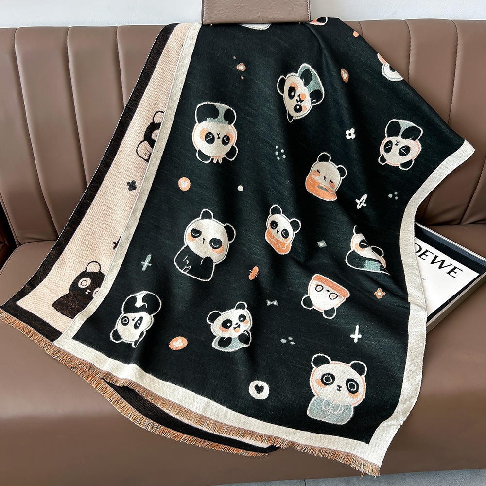 Picture of Cartoon Cute Cat Double-Sided Double-Wearing Imitation Cashmere Women's Winter Thickened Warm Neck Shawl Student Soft