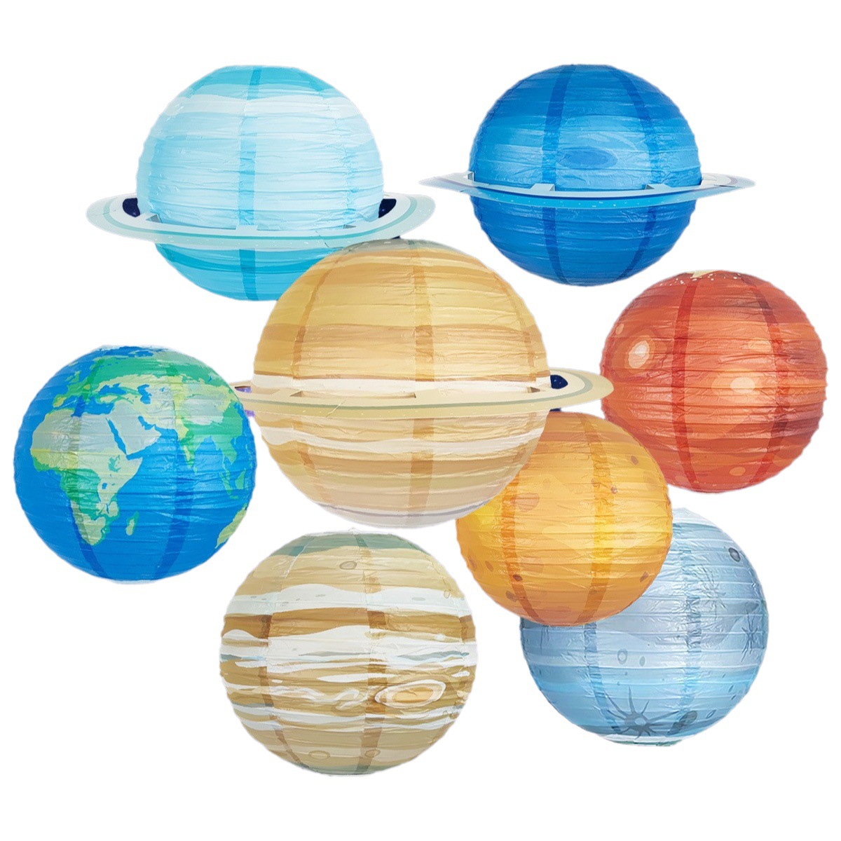Picture of Starry Sky Paper Lantern Kindergarten Children's Birthday Party Theme Decoration Supplies Folding DIY Round Planet Lantern