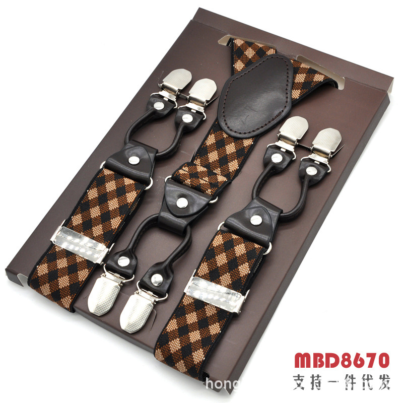 Picture of Cross-Border Supply Men's Suspenders Six-Clip Suspenders Elastic Adjustable Fat People Suspenders Men and Women Suspenders