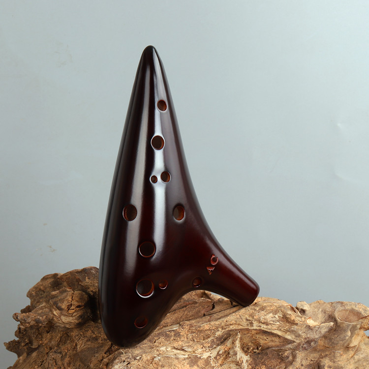 Vintage smoked 12-hole Ocarina porcelain clay production beginner performance level Ocarina 12-hole free tutorial factory wholesale