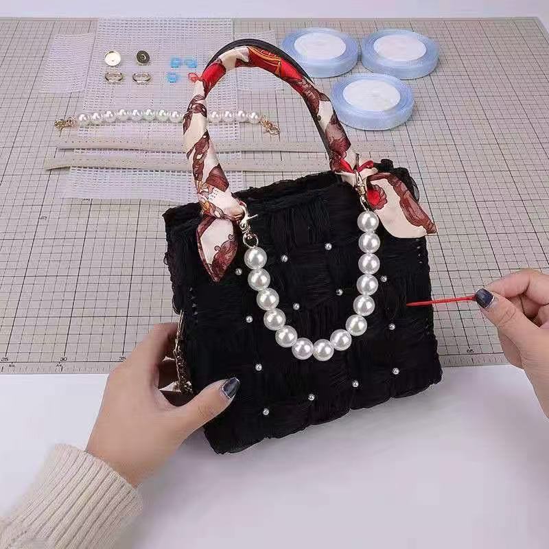 New Style Small Fresh Bag Hand-woven Self-weight DIY Ribbon Mesh Bag for Girlfriend Hand-woven Crossbody Bag