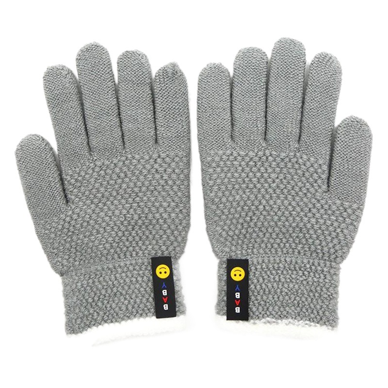 Autumn and Winter Sports Primary School Students' Five-Finger Warm Woolen Smiley Face Split-Finger Cross-Border Wholesale 6-10 Years Old Kidsren's Gloves