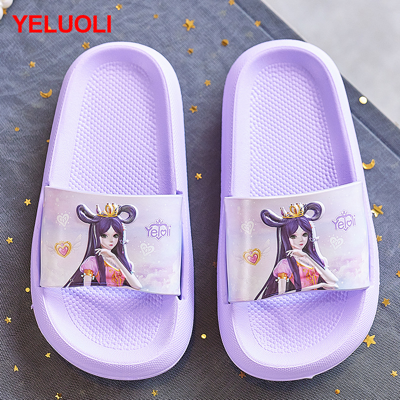 Ye Luoli Slippers Girls Cartoon Summer Indoor Home Bath Non-slip Parent-child Cute Baby Outer Wear Beach Shoes