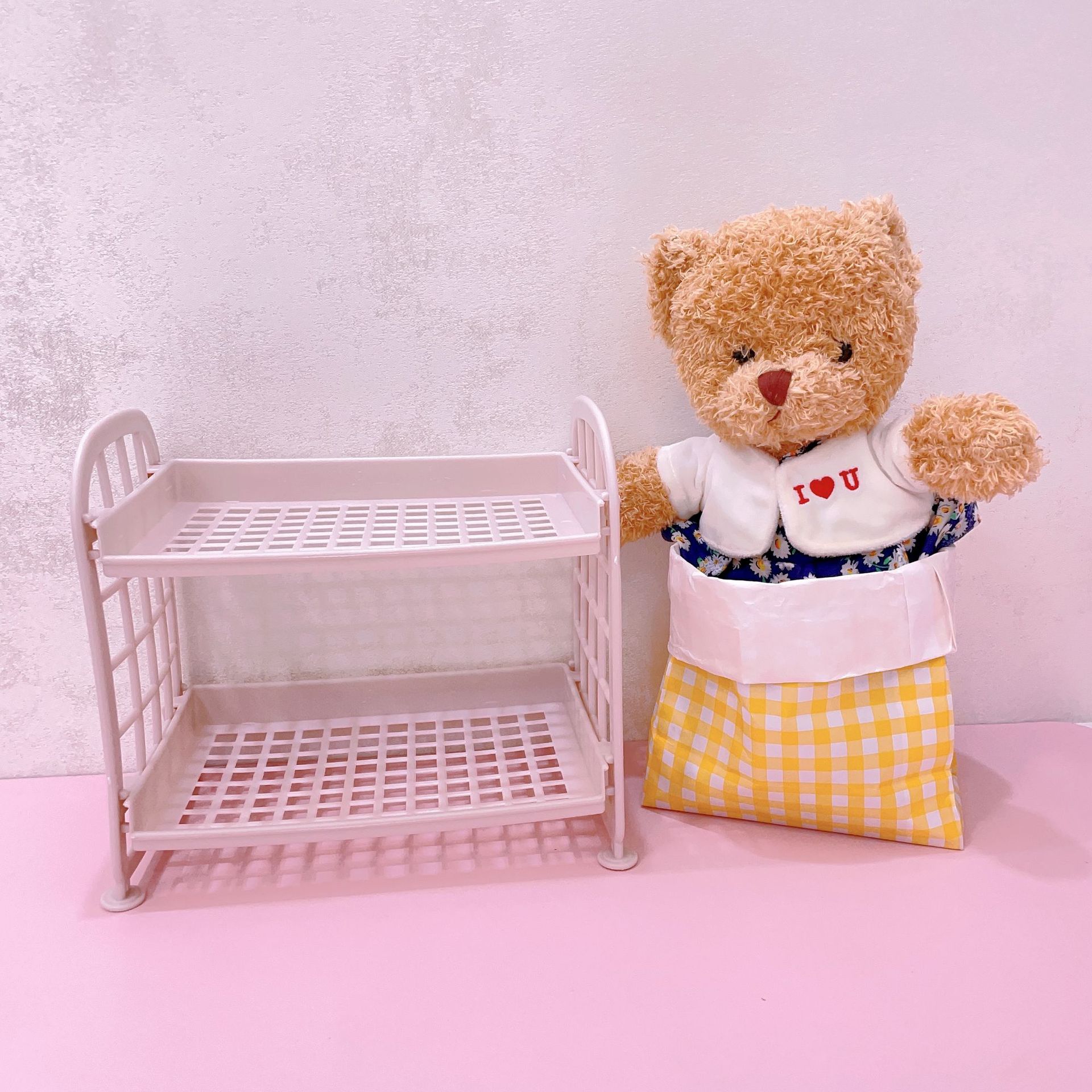Picture of ins Desktop Storage Rack Household Bedroom Cosmetic Storage Rack Multi-Layer Student Dormitory Desk Filing Rack