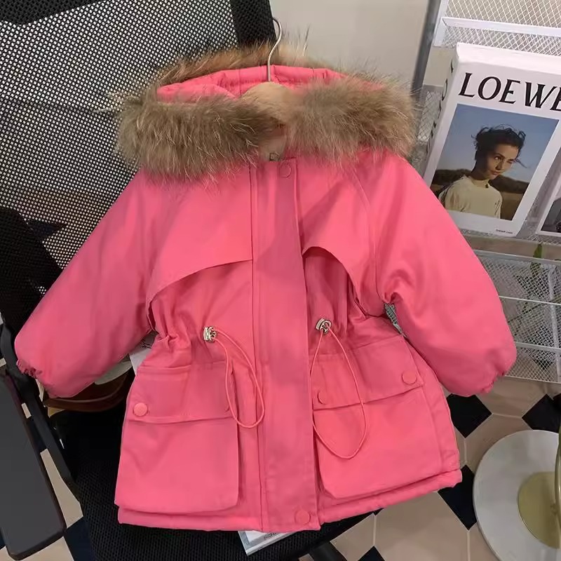 Picture of Girls' cotton-padded clothes winter 2023 new children's Korean-style mid-length cotton-padded clothes baby fleece-lined thickened coat parka clothes