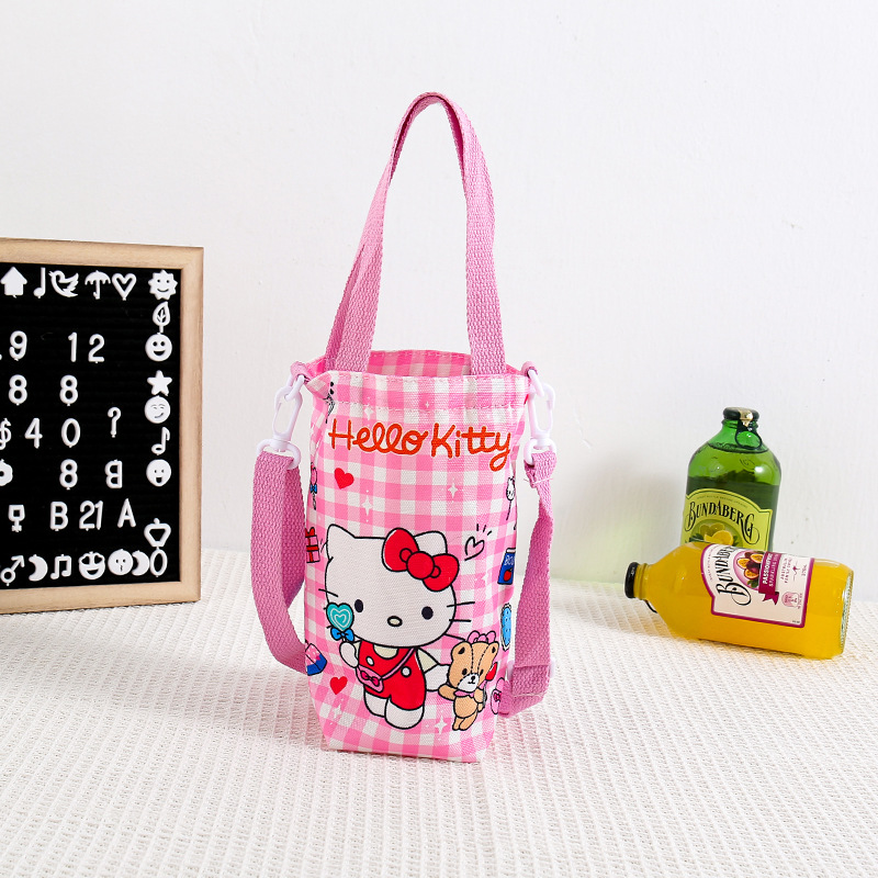Picture of Japanese Style Cartoon Cute Canvas Water Cup Bag Crossbody Portable Dual-purpose Water Kettle Bag Outgoing Small Cloth Bag Handbag