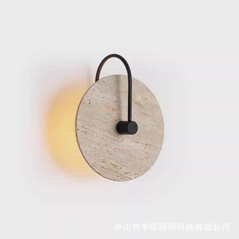 Yellow Cave Stone Bedside Wall Lamp Bedroom Living Room TV Background Wall Hotel Stairs Corridor Japanese Style Silent Wind Atmosphere