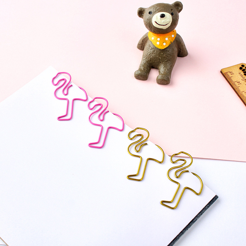 Picture of Flamingo Paper Paperclip Creative Metal Special-shaped Paper Paperclip Cross-border Explosions Paper Clip Office and Learning Supplies Soft Cute