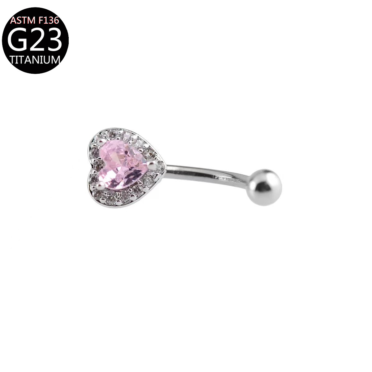 Picture of F136 Titanium Alloy Eyebrow Nail Heart-Shaped Inlaid Zircon Moon Flower Eyebrow Nail G23 Piercing Goods Wholesale