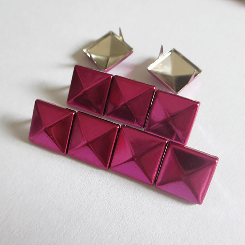 Picture of Colorful Rivets Fluorescent Color Square Claw Nails DIY Hat Nails Two-Legged Nails Square Rivets Pyramid Square Claw Buckle