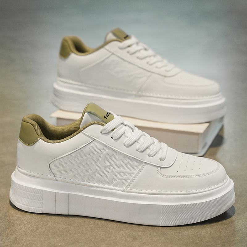 Men's Shoes 2025 Spring New All-match Thick-soled Elevated Board Shoes Men's Youth Sports Casual Shoes Fashion White Shoes