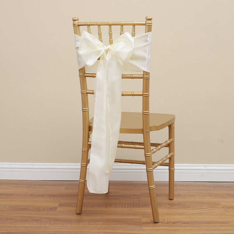 Picture of Chair Cover Bow Tie Hotel Wedding High-end Light Luxury Red Chair Back Flower Decoration Satin Diding Ribbon