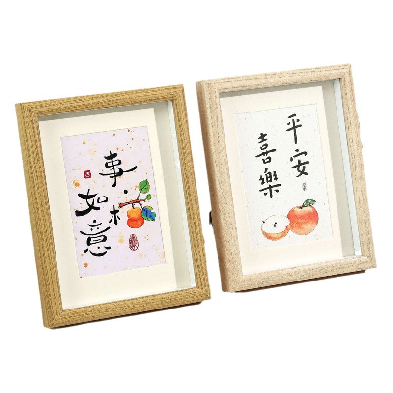 Wooden hollow three-dimensional photo frame table wholesale 6 inch 8 inch photo frame A4 wall hanging calligraphy and painting dried flower photo frame