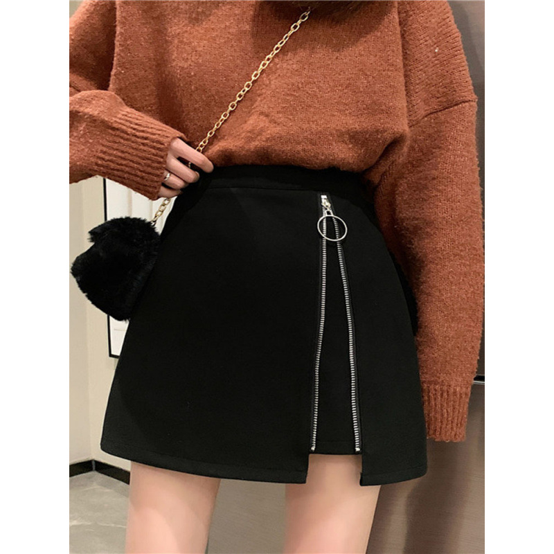 Autumn and Winter Skirt Design Sense Small High Waist Skirt 2023 New Wool Black Women's Short Skirt
