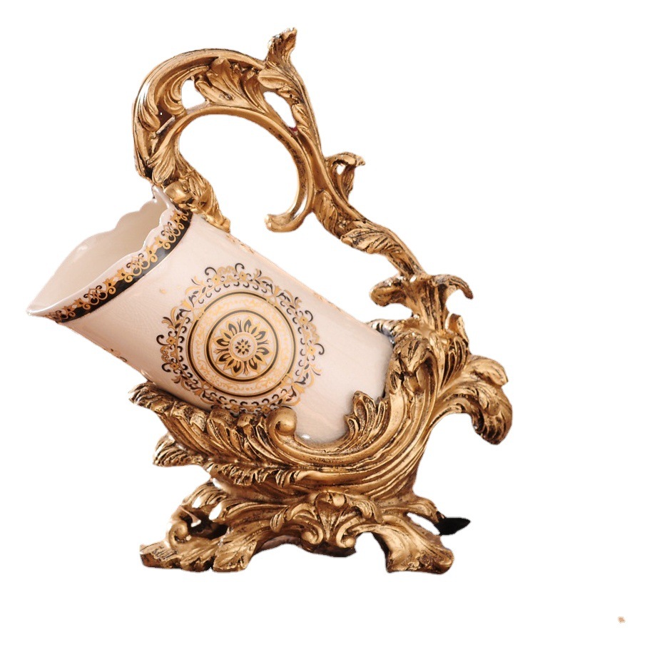 Creative Home European Style Light Luxury Vintage Ceramic Wine Rack Ornaments Living Room Wine Cabinet American Decorations Wine Bottle Rack