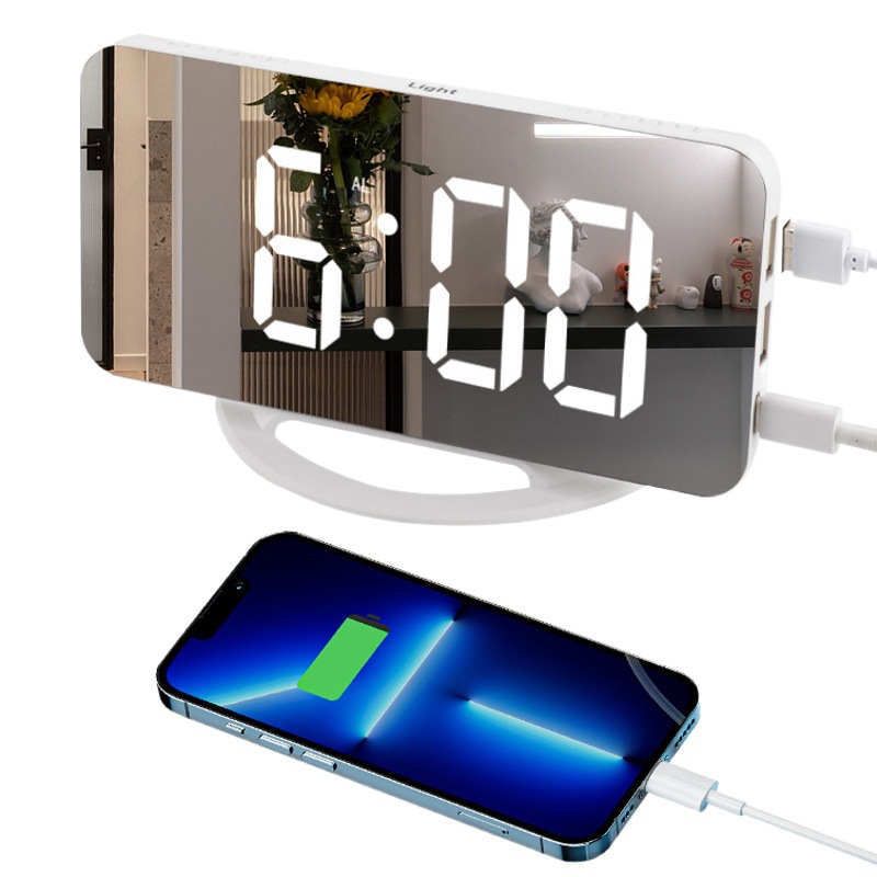 LED mirror clock table clock cosmetic mirror automatic photosensitive household multifunctional desktop student electronic alarm clock