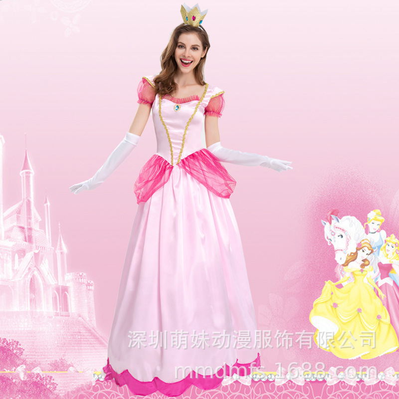 Picture of 2025 New Mario Princess Peach Pink Pricess Stage Outfit Pink Party Queen Dress