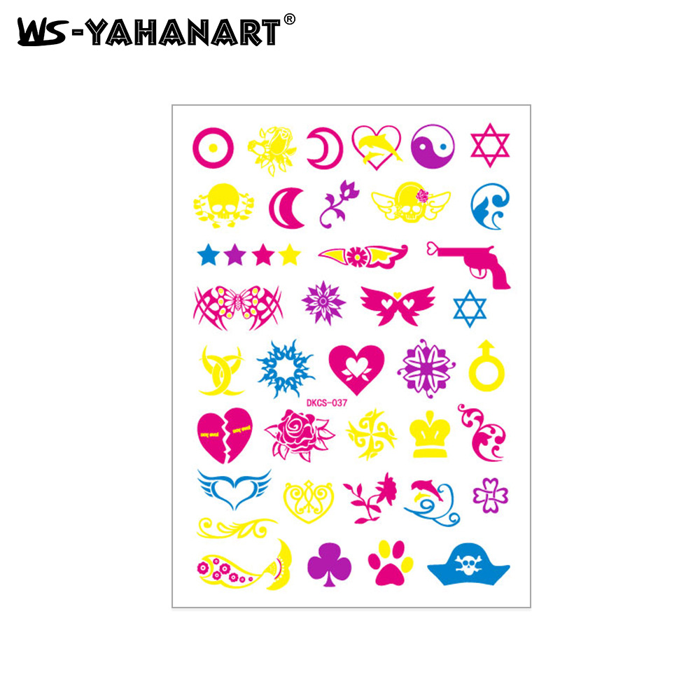 Picture of Cross-Border New Creative Fluorescent Flower Arm Tattoo Face Stickers Waterproof Feather Tattoo Arm Tattoo Stickers in Stock