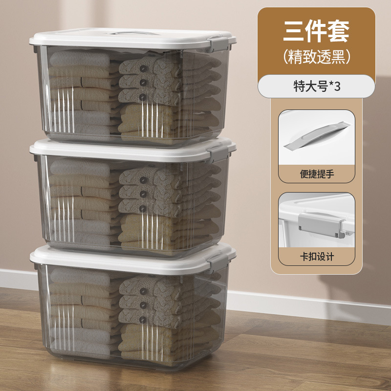 Picture of Transparent Storage Box Plastic Box with Lid Satchel Storage Box Large and Small Clothing Storage Box Organizer Box with Lid
