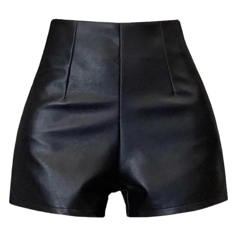 Pu Leather Shorts Women's 2023 Autumn and Winter New Straight-Leg Outer Wear A-Line Pants High Waist Slimming Small Fashion Boot Pants