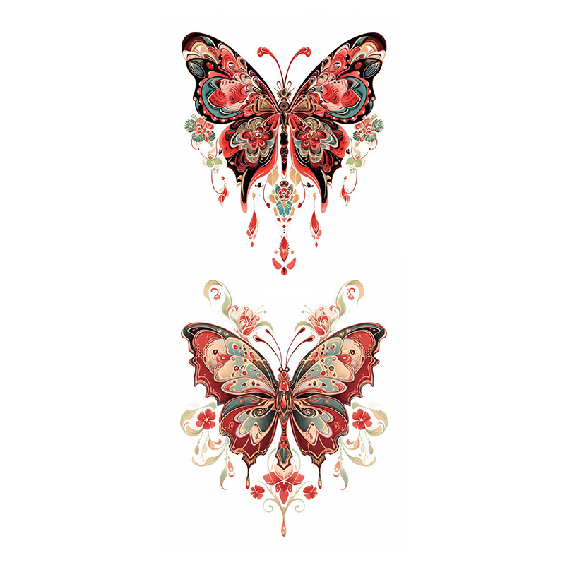 Picture of Beautiful Butterfly Maple Leaf Color Bright Tattoo Sticker Women's Lasting Color Abdominal Arm Leg Shoulder Color Sticker