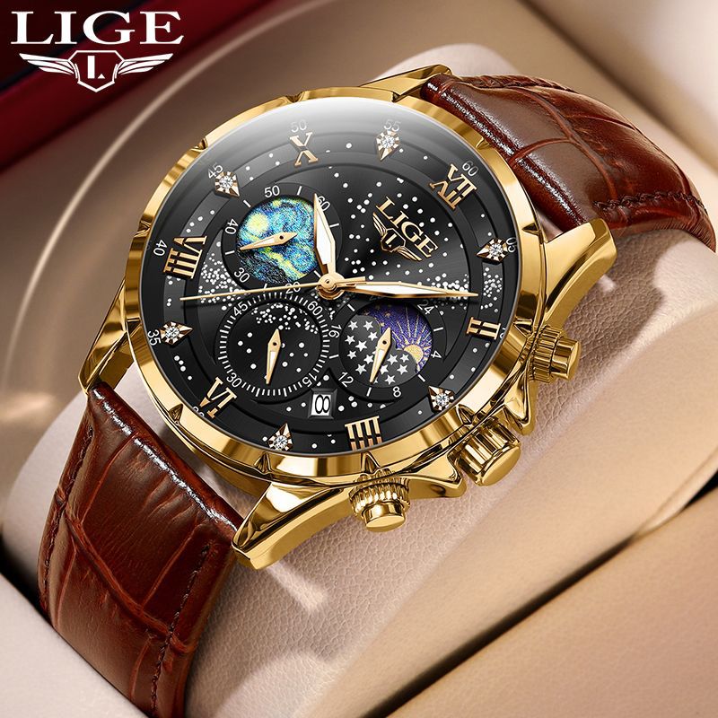 LIGE/LIGE Cross-border New Waterproof Luminous Quartz Watch Youth Men's Student Business Watch Men