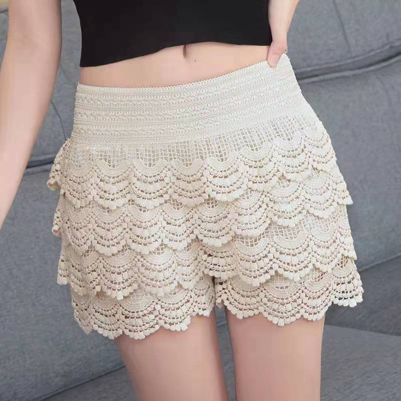 Black lace outer wear safety pants bottoming anti-exposure bottoming shorts women's cake pants insurance pants thin women's