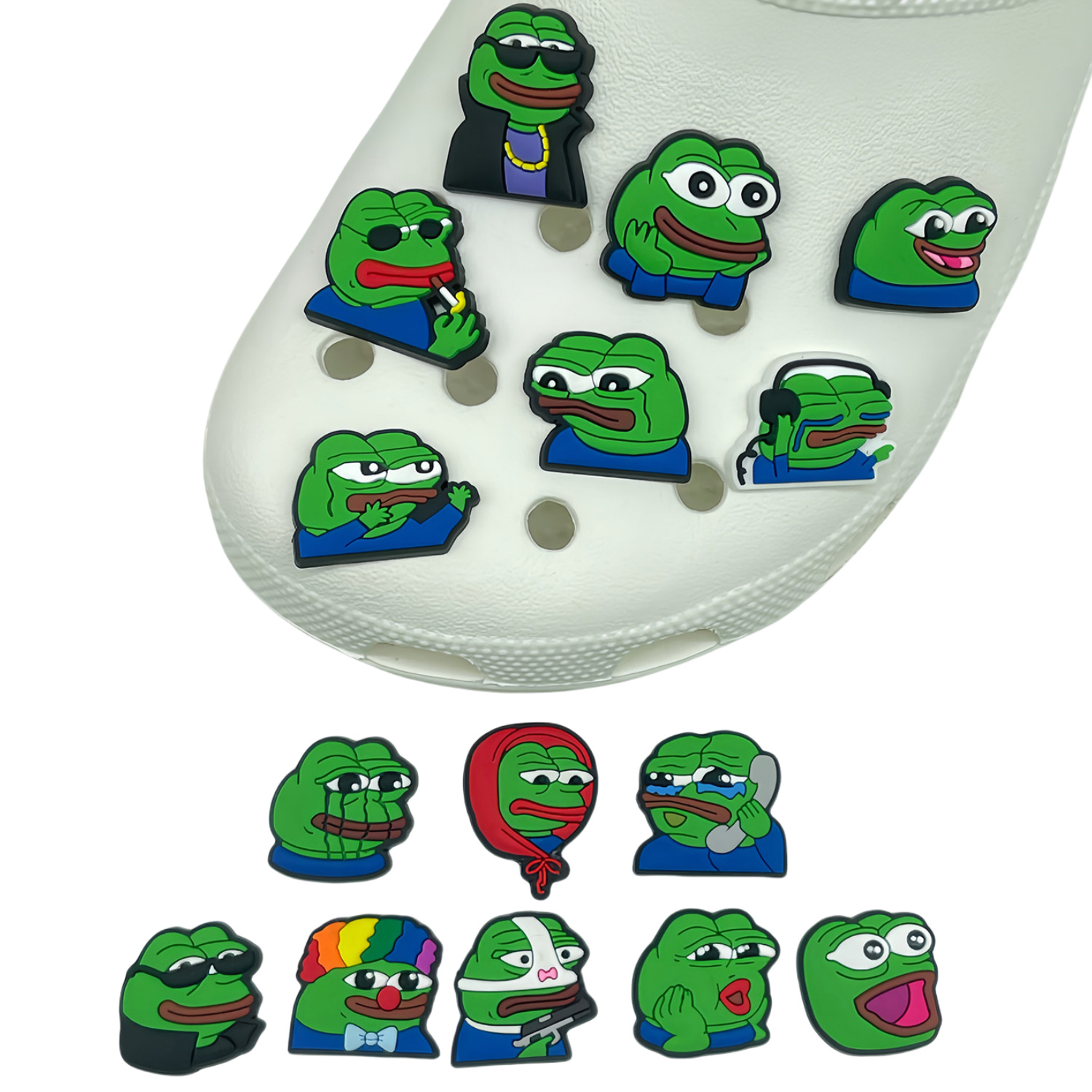Picture of suit Sad Frog Series Shoes Flower Croc Shoes Jewelry Shoe Buckle Detachable Hole Shoes Garden Shoes Decorative Buckle