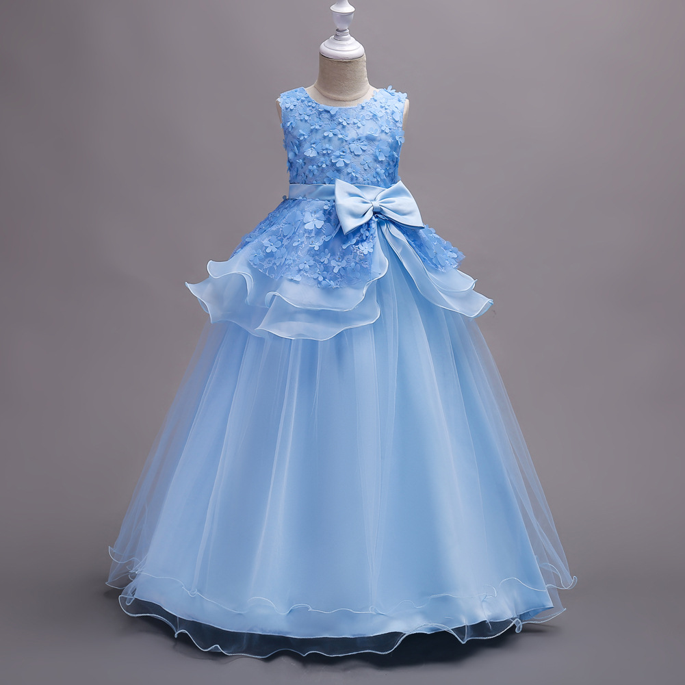 Picture of South Korea Children's Sleeveless Mop Dress Wedding Dress Flower Children's Dovetail Dress Girl's Host Evening Princess Dress