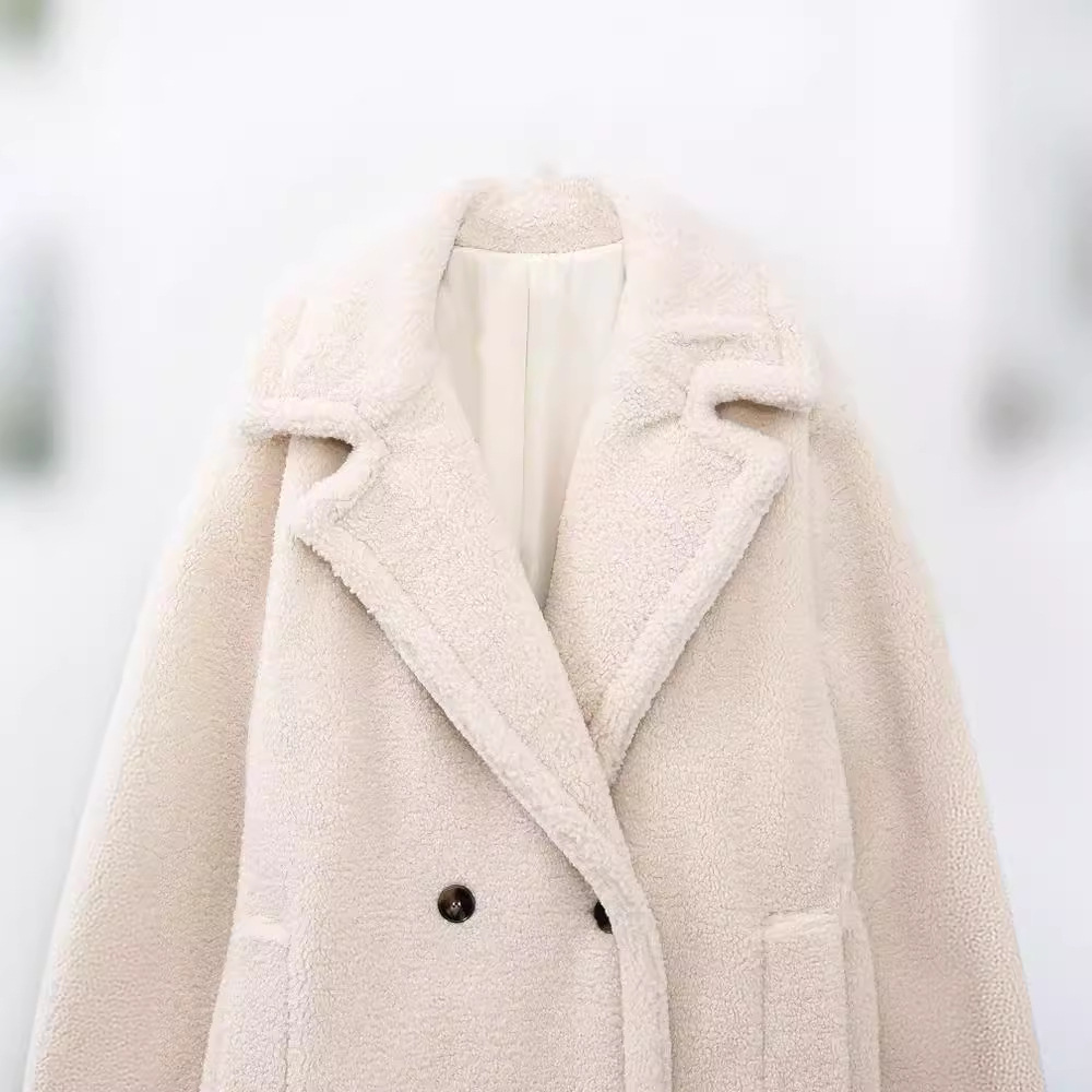 Picture of 2023 autumn and winter New European and American cross-border Women's solid color casual long fleece coat warm lamb wool coat