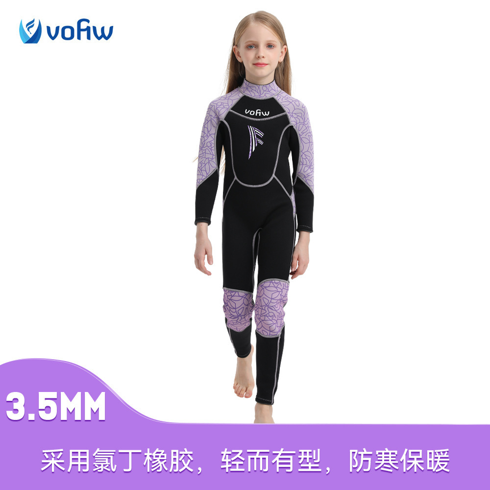 New conjoined long-sleeved fleece-lined diving suit 3.5mm men and women children's swimming suit warm cold-proof diving surfing