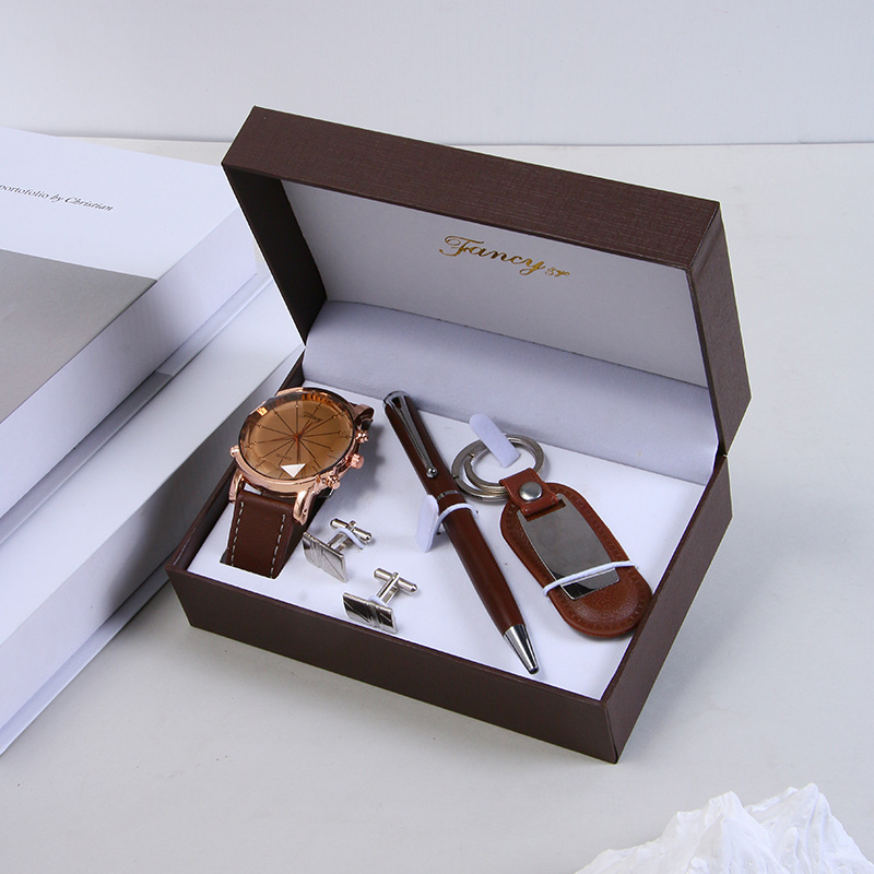 Picture of Cross-Border Small Gifts, High-End Valentine's Day Four-Piece Set, Watch Cufflinks, Pen Keychains, Practical Gift Box Set