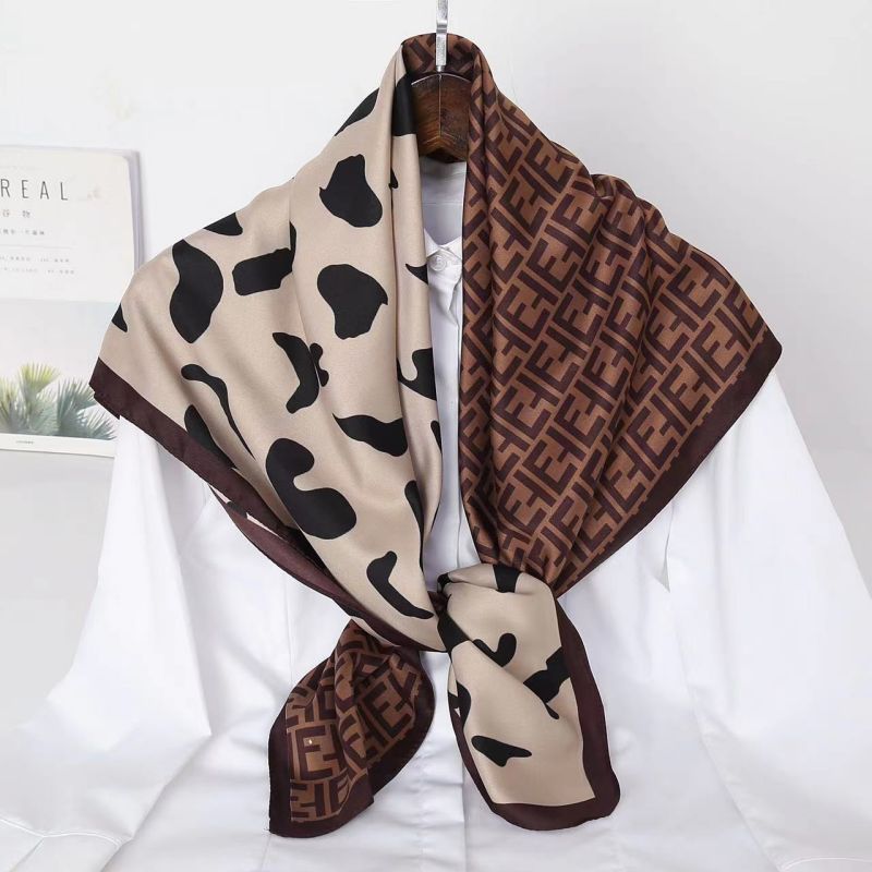 Picture of Autumn and winter all-match shawl animal printed black and white simple large square 90*90CM imitation silk twill silk scarf for women