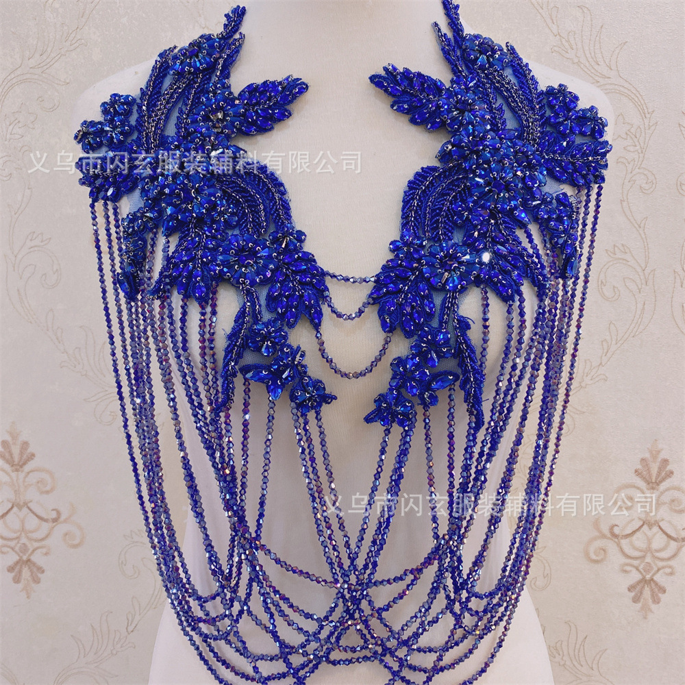 Spot Handmade Beaded Tassel Shoulder Wedding Dress Dress Accessories Beaded Crystal Diamond Lace Decal