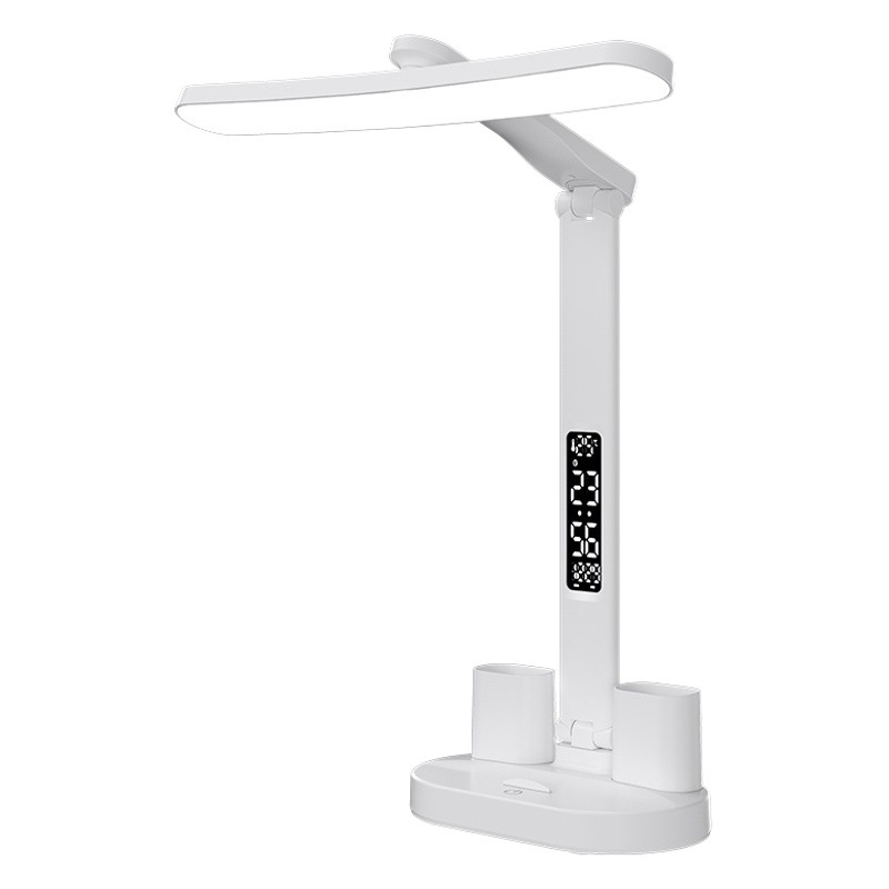 Curved clock desk lamp students learn good things university dormitory folding bedside reading charging eye protection clock desk lamp