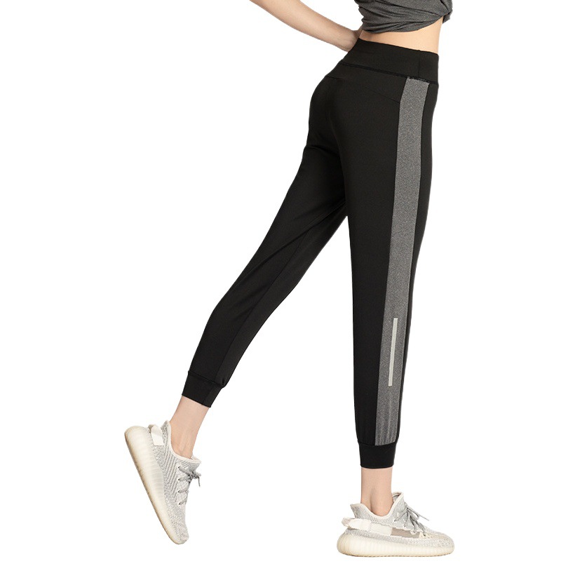 Sports Pants for Women Summer New Style Side Striped Reflective Strips Loose Casual Pants Leg-Tie Running Fitness Trousers
