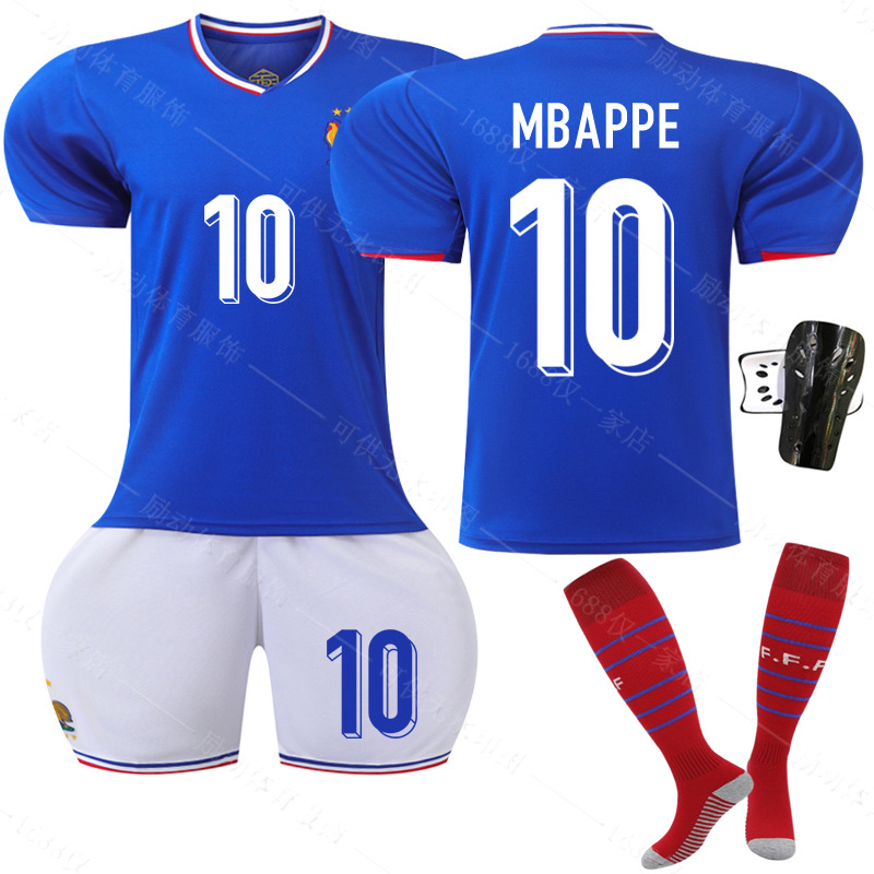 Euro 2024 France Home 10 Mbappe Football Jersey 7 Griezmann 9 Giroux 11 Belle Jersey