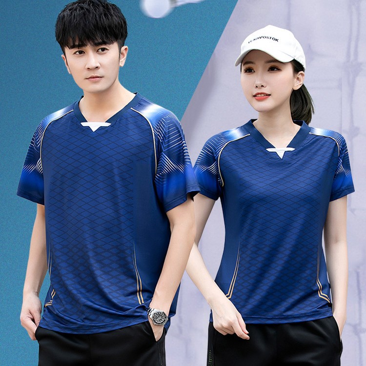 2025 New Quick-drying Badminton Suit T-shirt Women's Volleyball Tennis Table Tennis Suit Men's Short-sleeved Sports Team Uniform Customization