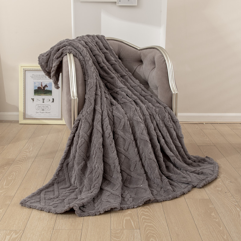 Picture of Solid Color 3D Jacquard All Year Round Taffeta Blanket Quilted Flannel Spring and Summer Nap Blanket Cover Small and Super Soft