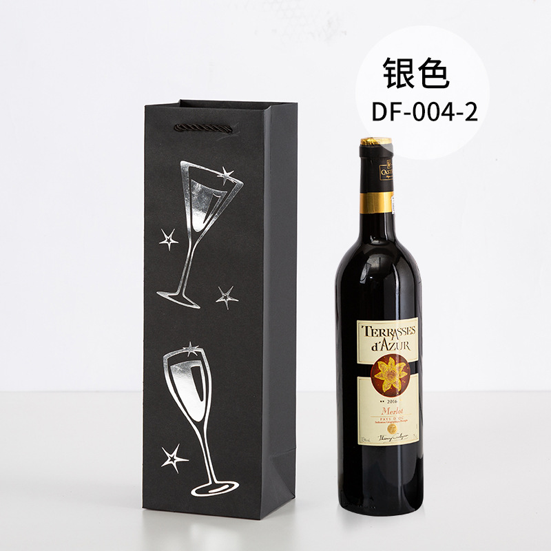 Picture of Red Wine Portable Paper Bag in Stock Hot Stamping Practical Red Wine Gift Packaging Bag Wine Portable Paper Bag Wholesale