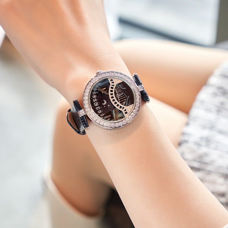 Picture of Celebrity's Same Poetic Series Lover's Bridge Women's Watch Kissing Diamond-encrusted Sun and Moon Star Romantic Lover's Bridge Watch for Women