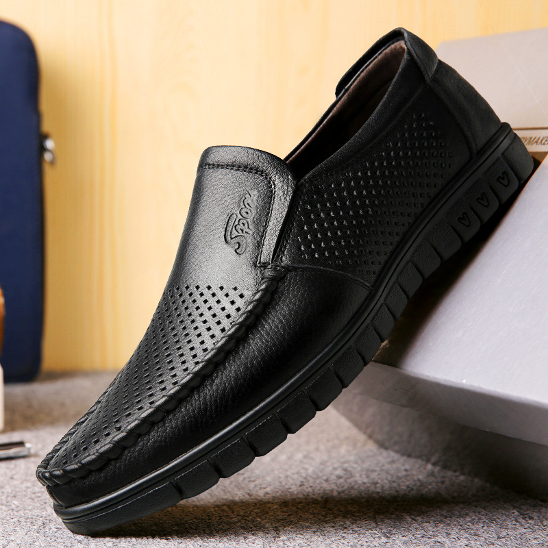 Men's first-layer cowhide sandals breathable Korean-style legged leather men's shoes casual versatile soft-soled middle-aged and elderly father's shoes