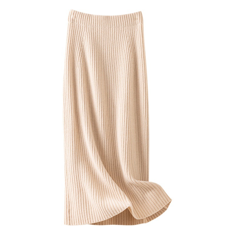 Winter Wool Skirt Women's Mid-Length Large Size New Woolen Skirt Thick Pit Hip Skirt One-Step Skirt High Waist Long Skirt