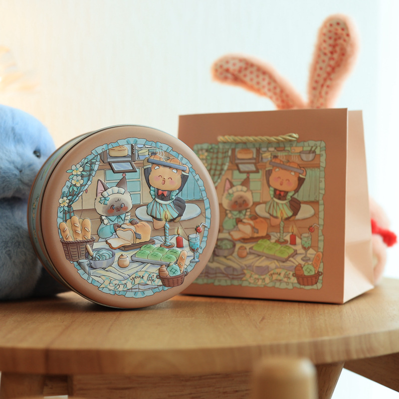 Picture of Factory direct ins marble medium cookies candy round tinplate box packaging box candy box