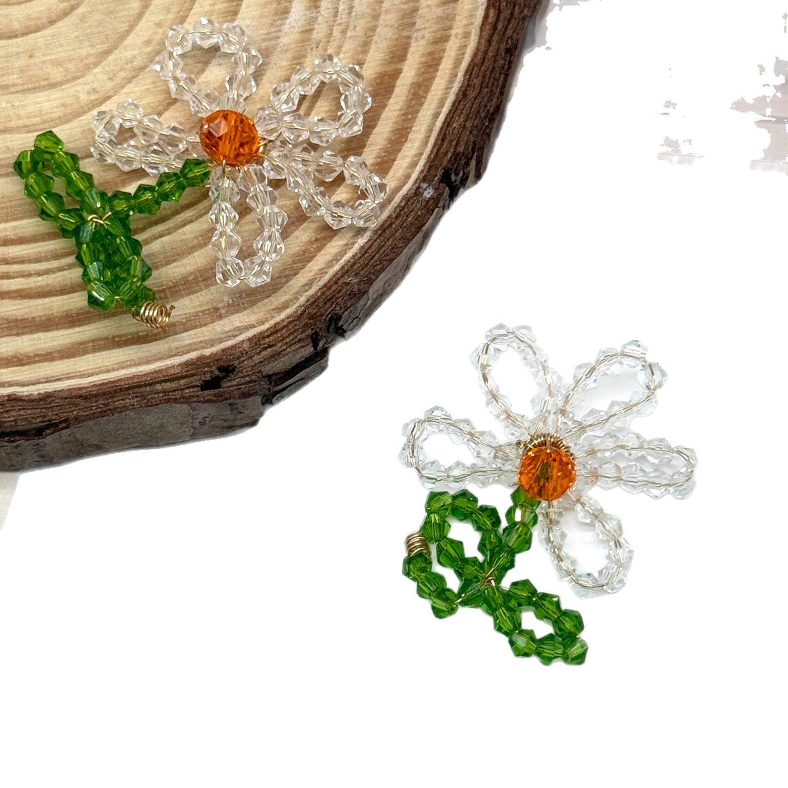 Picture of Handmade DIY woven sunflower flower semi-finished earrings, hair accessories, bags, pendants, accessories